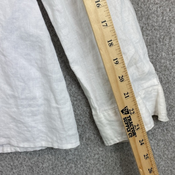 Grace Elements linen button up blouse crisp white size 10 S/M beachy minimalist - Picture 4 of 9